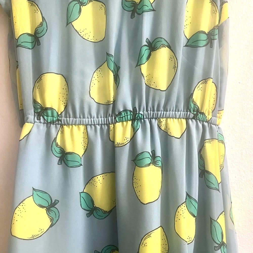 Modcloth blue & yellow lemon print swing dress with peter pan collar - Picture 11 of 16